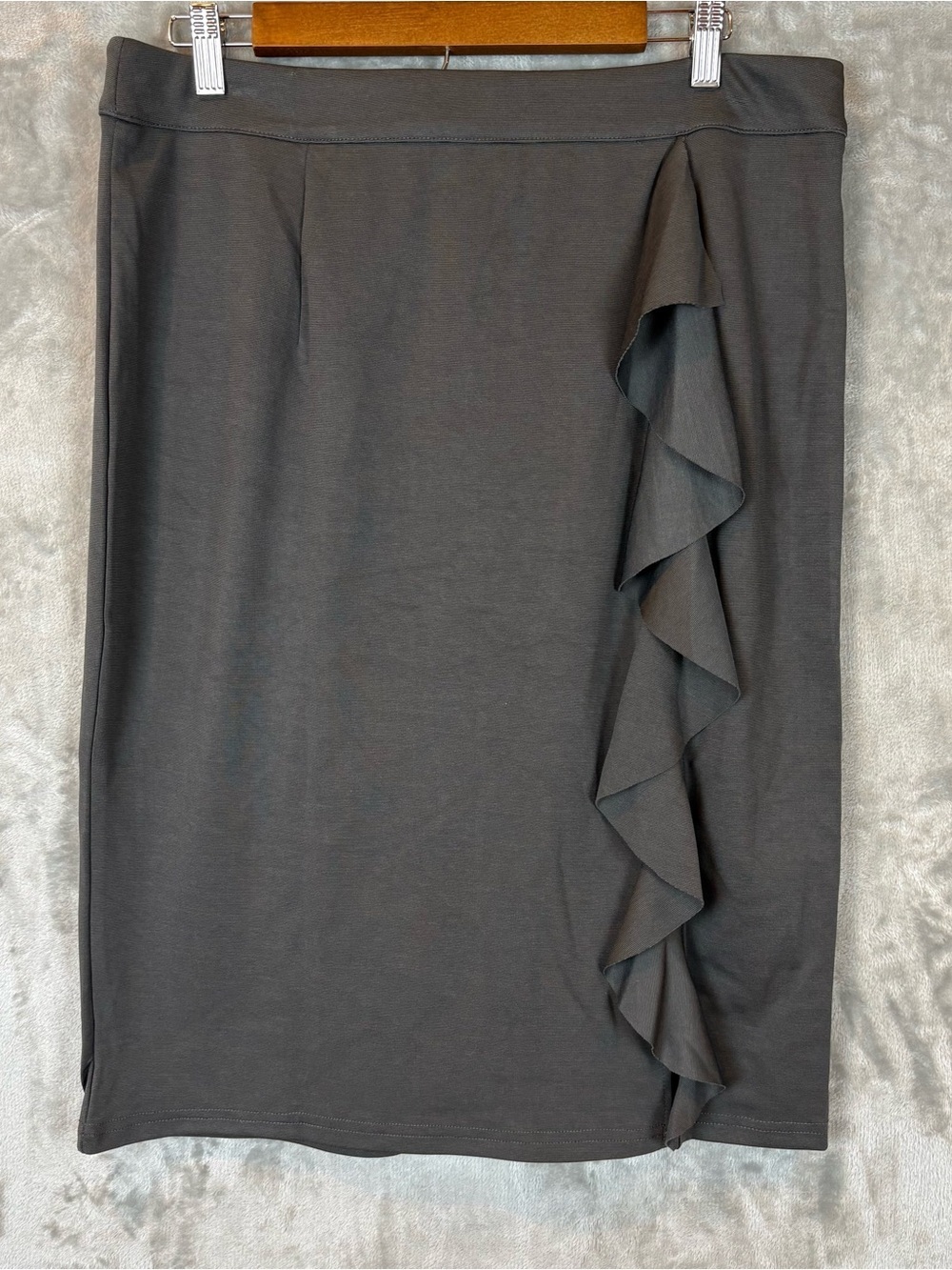 Grace Karin Women’s Dark Gray Ruffle Pencil Skirt Sz XL